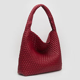 FAUX LEATHER BRAIDED HOBO SHOULDER BAG WITH POUCH